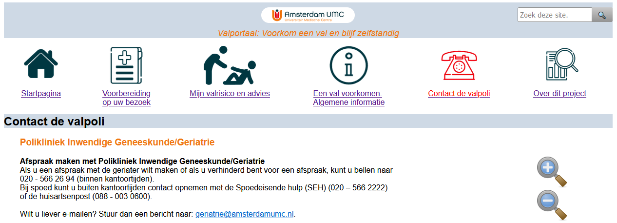 Screenshot Valportaal Contact
