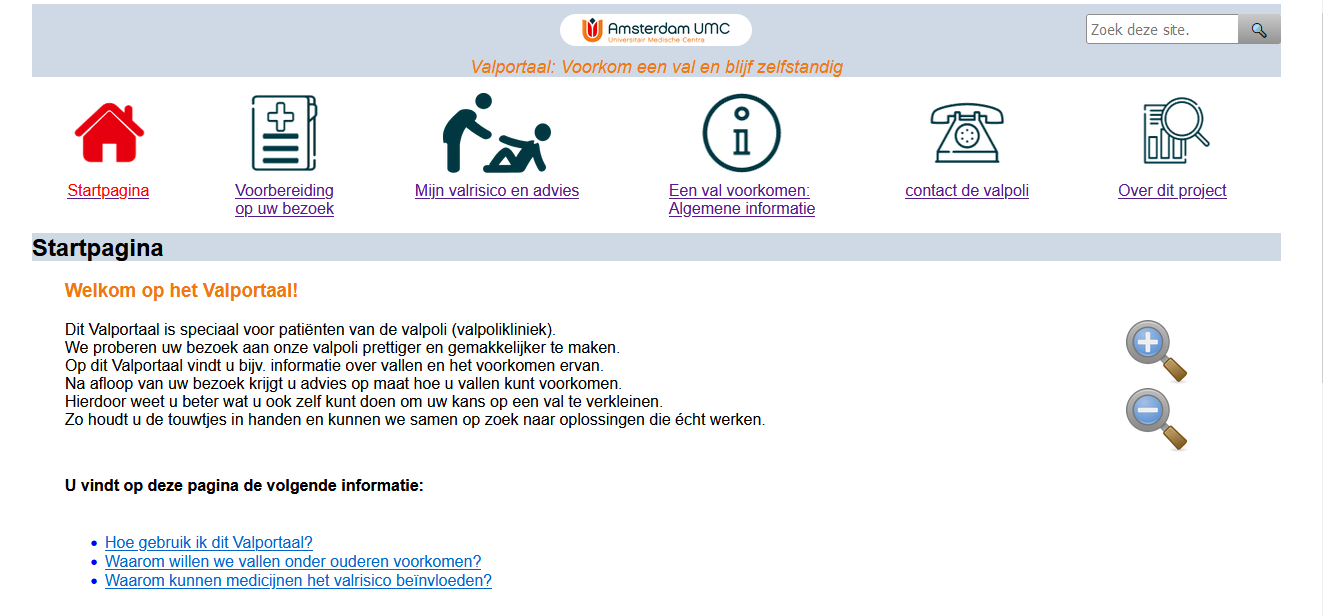 Screenshot Valportaal start